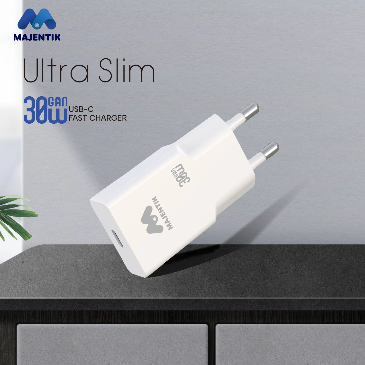 30www (1) Majentik 30W GAN Ultra-Slim Charger | MC-008 - White - Image 1